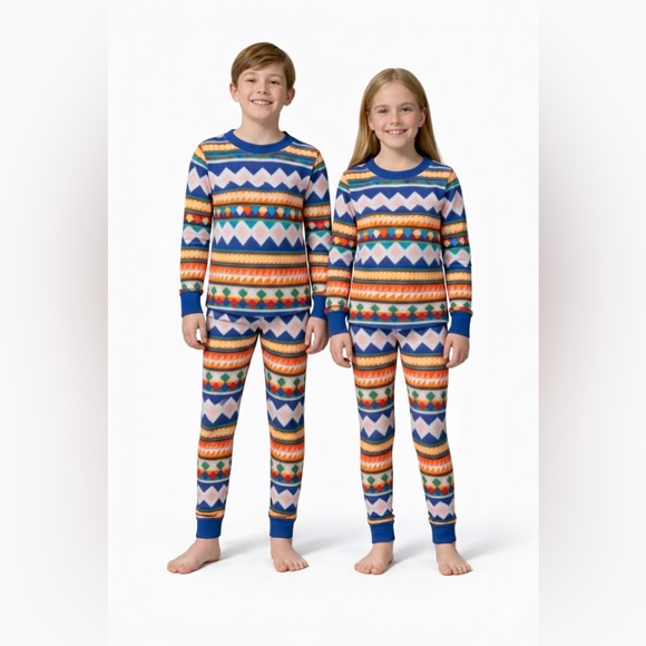 Old Navy Other - Geo Fair Isle Match The Fam Patterned Pajama Set Sleepover Contrast Stitch Bands